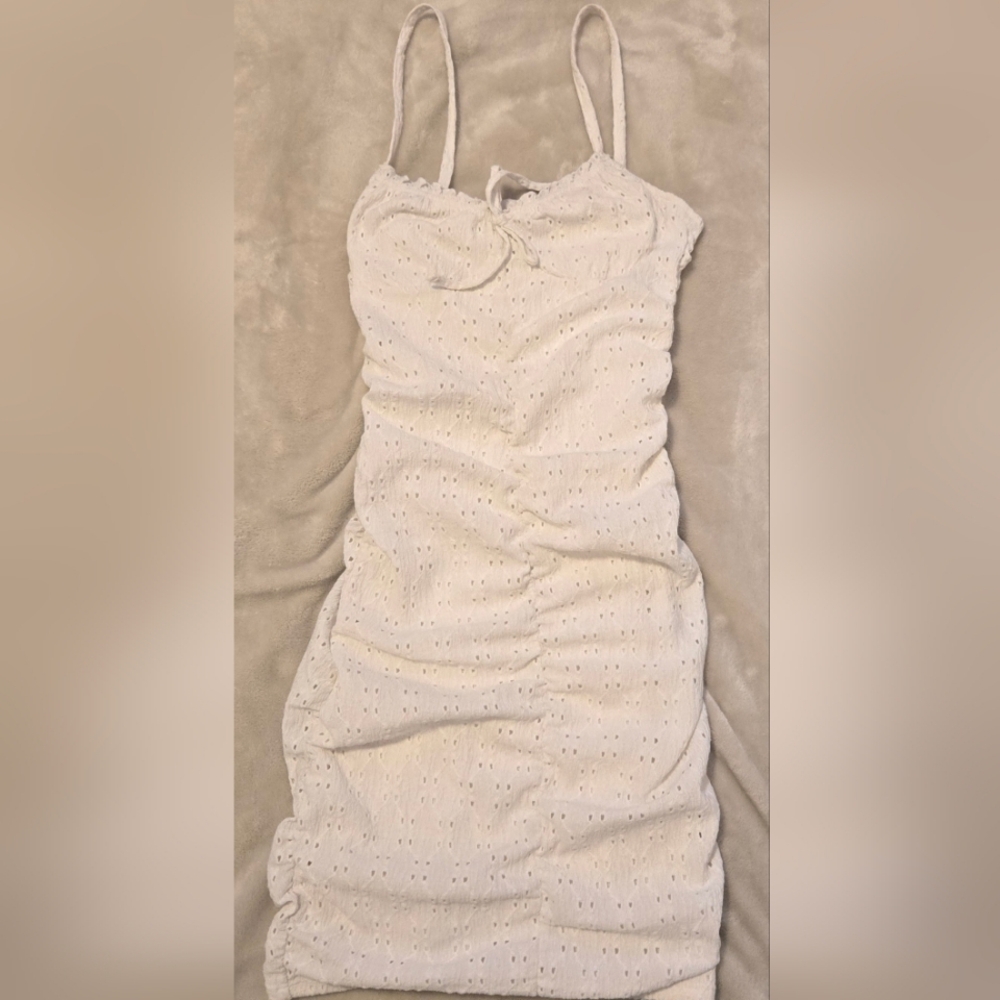 H&M Ruched Gathered Mesh Mini Dress